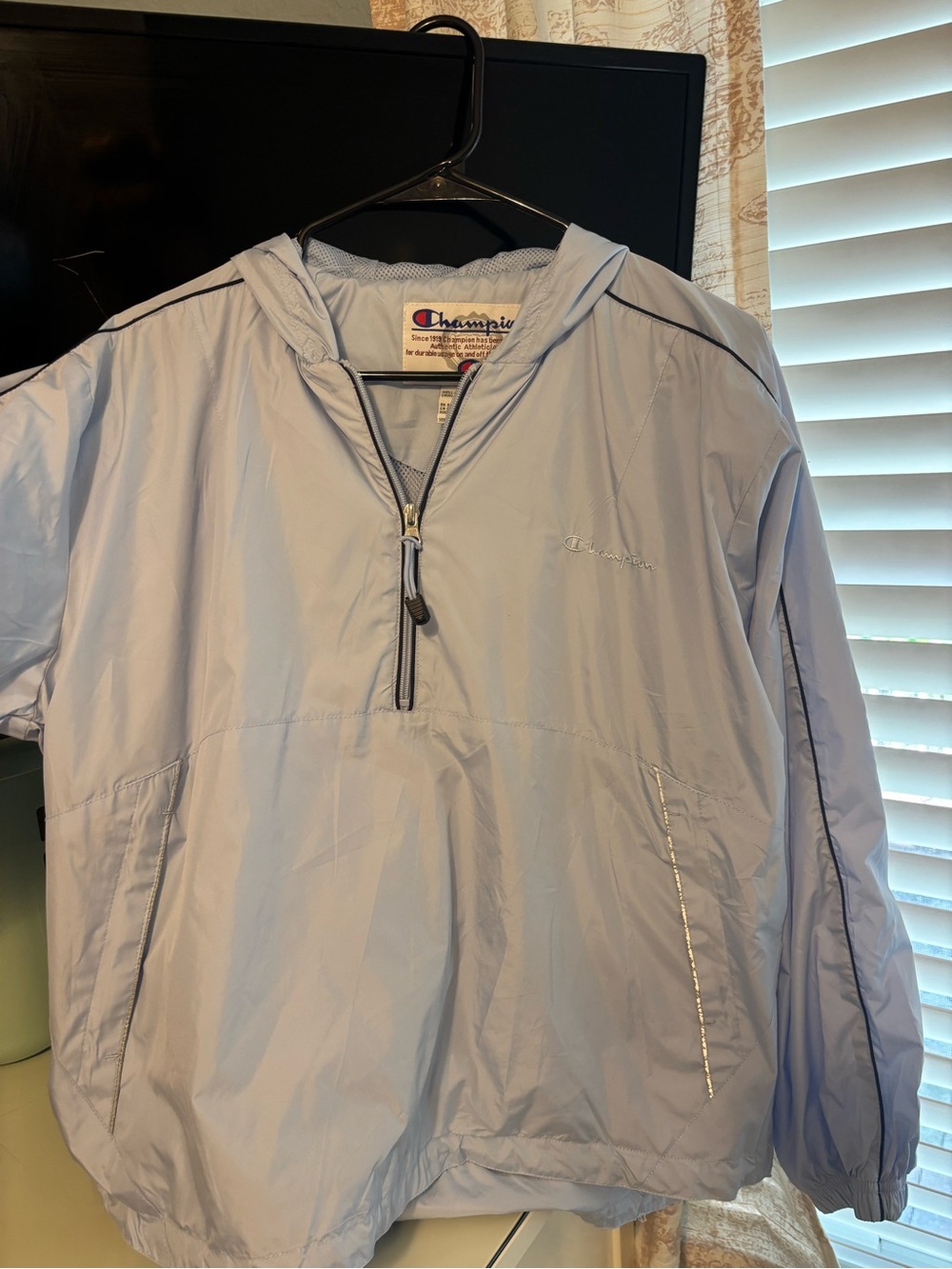 Champion Light Blue Hooded Half-Zip Windbreaker Pullover